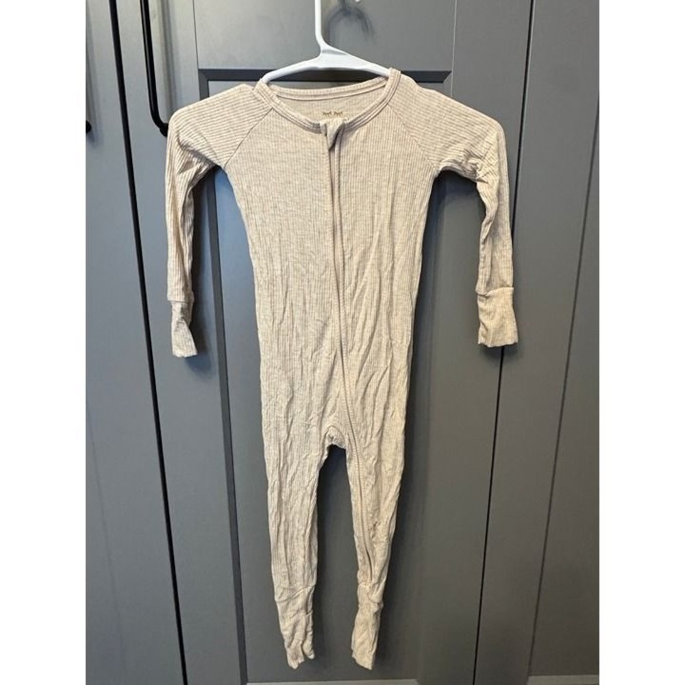 Little Sleepies Ribbed Zippy Pajamas Sleepsuit 2T - Oatmeal Bamboo